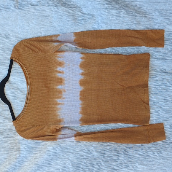 Free People Tan and White Ombre Long Sleeve‎ Top, Small Size - Picture 2 of 7